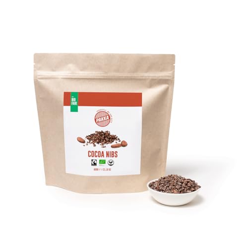 PAKKA Bio Fairtrade Kakao Nibs, 600g, Öko & Fair, Cacao Cocoa Nibs, direkt hergestellt und abgefüllt vom Produzenten in Kolumbien, vegan,600 g (1er Pack)) von pakka