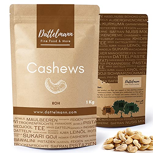 Cashewkerne Naturbelassen 1Kg | Cashew | Nüsse Großpackung | Cashewkerne Ungesalzen | Cashewnüsse | Cashews 1Kg | Vegan | Dattelmann von Palmyra Delights