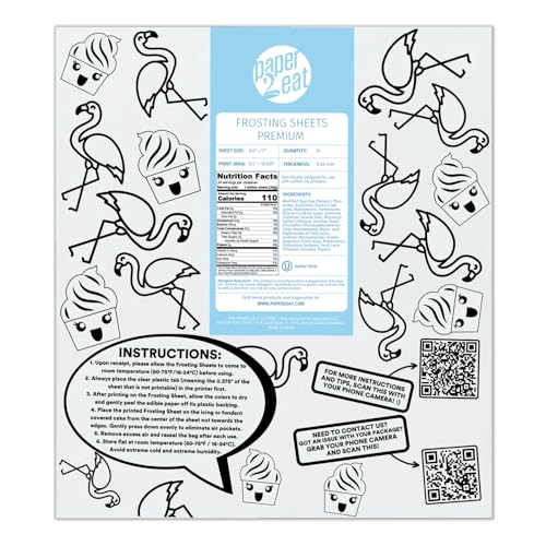 paper2eat Frosting Sheets Premium (Icing Sheets) 8.5“ x 11“ – 24 count – White Edible Printer Paper von paper2eat