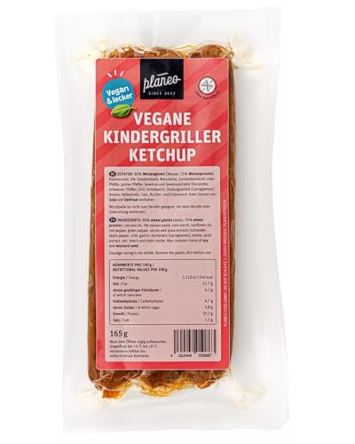 Beste Vegane Griller 3x165g - Nur 3,43€ pro 100g - Beste Qualität - Gentechnikfrei, vegan, günstig - Planeo (3 Stück, Ketchup) von planeo