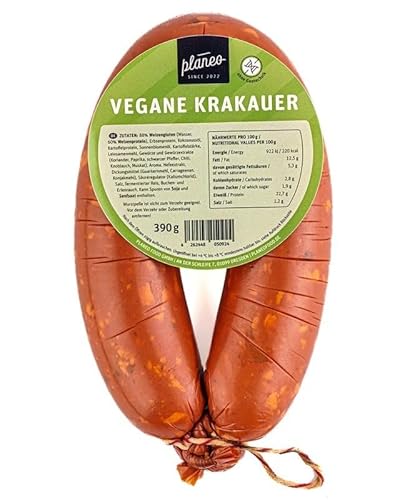 Beste Vegane Krakauer 3x390g - Nur 2,82€ pro 100g - Beste Qualität - Gentechnikfrei, vegan, günstig - Planeo von planeo