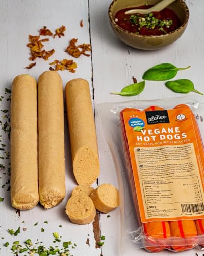 Beste Vegane Wurst 3x180g - Nur 3,52€ pro 100g - Beste Qualität - Gentechnikfrei, vegan, günstig - Planeo (3 Stück, Hot-Dog) von planeo