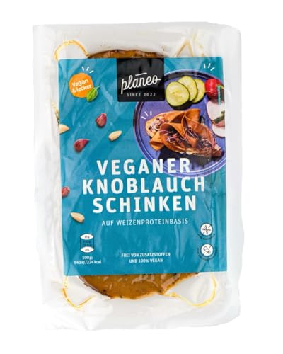 Beste Vegane Wurst 3x180g - Nur 3,52€ pro 100g - Beste Qualität - Gentechnikfrei, vegan, günstig - Planeo (3 Stück, Knoblauch-Schinken) von planeo