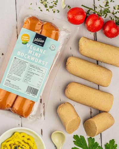 Beste Vegane Wurst 3x180g - Nur 3,52€ pro 100g - Beste Qualität - Gentechnikfrei, vegan, günstig - Planeo (3 Stück, Mini-Bock) von planeo