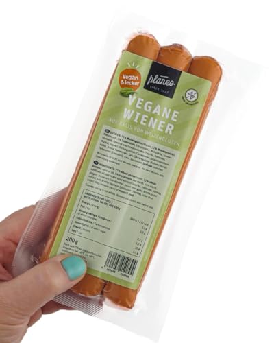 Beste Vegane Wurst 3x180g - Nur 3,52€ pro 100g - Beste Qualität - Gentechnikfrei, vegan, günstig - Planeo (3 Stück, Wiener) von planeo