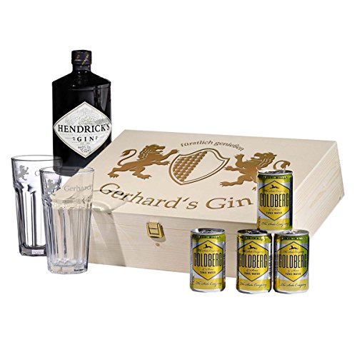 polar-effekt 8-TLG Gin & Tonic Geschenk-Set Personalisiert mit Hendricks - Longdrink-Glas - Geschenkidee Geburtstag - Gravur Motiv fürstlich genießen von polar-effekt