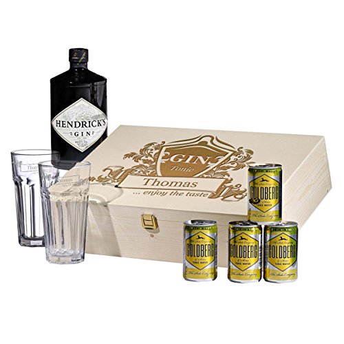 polar-effekt 8-TLG Gin & Tonic Geschenk-Set mit Hendricks - Longdrink-Glas in Geschenkbox - Gin-Glas Personalisiert - Motiv Enjoy The Taste von polar-effekt