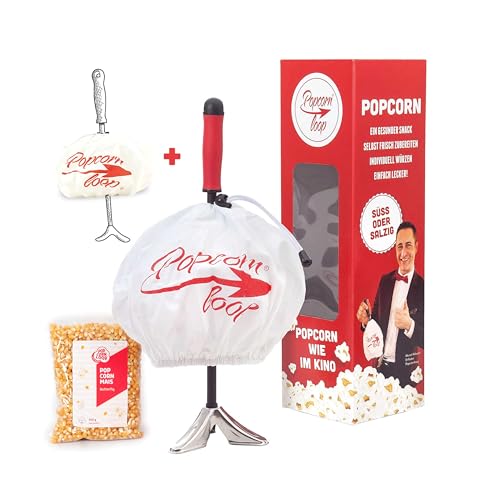 Popcornloop Heimkino Set mit Ersatzhaube und 500gr. Butterfly Mais Popcornmaschine für Popcorn Mais Zuhause Kino Retro Heimkino Popcornmaker Popcornzubereiter Popcorn Maker von popcornloop