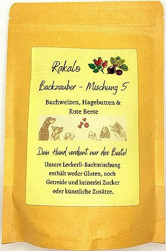 rakalo - Backmischung für Backmatte Hundekekse/Hundeleckerlis und Hundekekse Backform aus hochwertigem,getreidefreiem Buchweizenmehl mit Hagebutten und rote Beete.Glutenfrei von rakalo