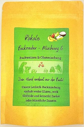 rakalo - Backmischung für Backmatte Hundekekse/Hundeleckerlis und Hundekekse Backform aus hochwertigem,getreidefreiem Buchweizenmehl mit verschiedenen Obstsorten. von rakalo