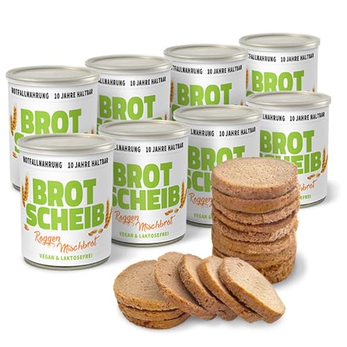 ration1 Roggen Mischbrot 8 x 350g, Dosenbrot 10 Jahre haltbar, abgepacktes Brot in der Dose, Vegan & Laktosefrei, Einfach öffnen & essen, ideal für Camping, Outdoor, Festival oder Notfall Ausrüstung von ration1.de