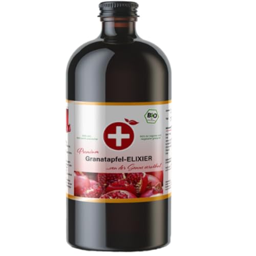 Bio Premium Granatapfel Elixier (500 ml) von Reinvital – Direktsaft aus reifen Granatapfelfrüchten, unverfälscht, ohne Zucker oder andere Zusätze. Reiner Saft von reinvital