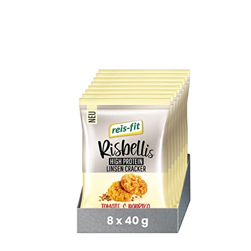 reis-fit Risbellis High Protein Linsen-Cracker 8x40g, kalorienarmer Snack vegan & glutenfrei von reis-fit