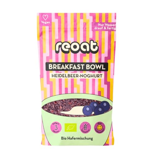 reoat Breakfast Bowl Heidelbeer-Noghurt 500g - glutenfreies Porridge von reoat