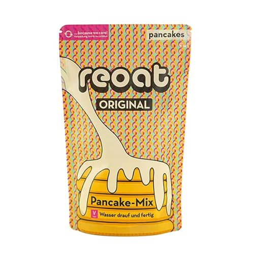 reoat Pancake Mix - Veganer Pancake Teig – 500 g Pancakemix für fluffige Pancakes ohne Eier und Milch - Fertiges Pancakes Pulver für vegane Pfannkuchen mit regionalen Zutaten aus Deutschland von reoat