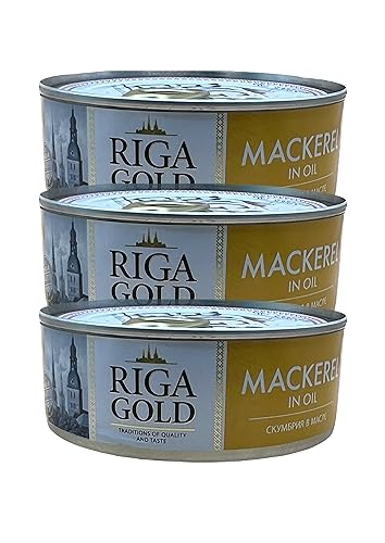 Atlantischer Makrelen in Öl 3er Pack (3 x 240 g) Fisch Scomber Scombrus von RIGA GOLD