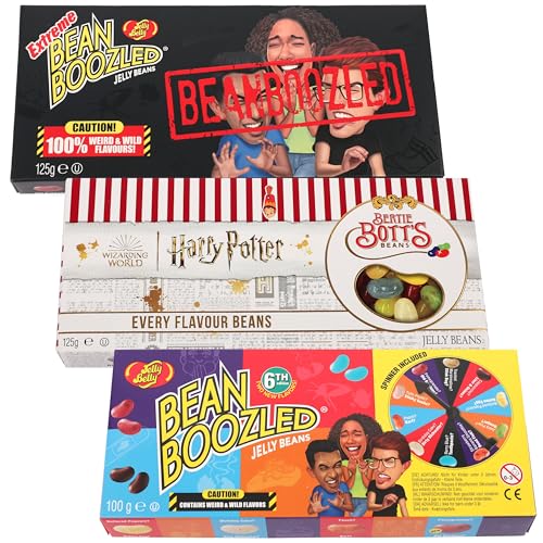 Jelly Belly Bean Boozled Set Glücksrad + Extreme Special Edition und Bertie Botts - insgesamt 325g, mit über 20 Geschmacksrichtungen von Jelly Bean