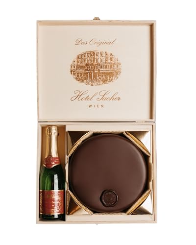 Original Sacher Geschenkbox - Sacher-Torte S & Cuvée - Schokoladentorte mit Marillenkonfitüre & Erfrischender Piccolo - Meisterwerke als Geschenkidee von sacher