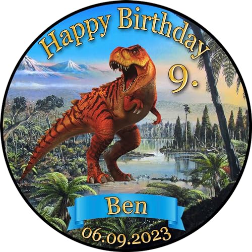 Tortenaufleger Fototorte Geburtstag Dino der Dinosaurier DINO03 (Zuckerpapier) Rund 14 cm Ø ohne Foto von sales-world24