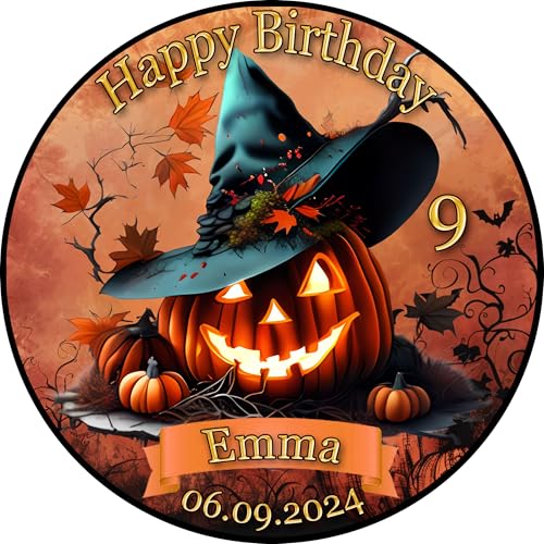 Tortenaufleger Fototorte Tortenbild Geburtstag Halloween Kürbis sprechender Hut Herbst Gruselig HW39 (Zuckerpapier) Rund 20 cm Ø ohne Foto von sales-world24