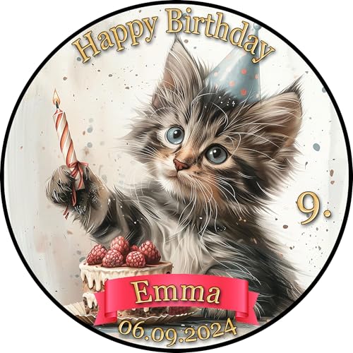 Tortenaufleger Fototorte Tortenbild Geburtstag Katze Katzen KA02 (Zuckerpapier) Rund 20 cm Ø ohne Foto von sales-world24