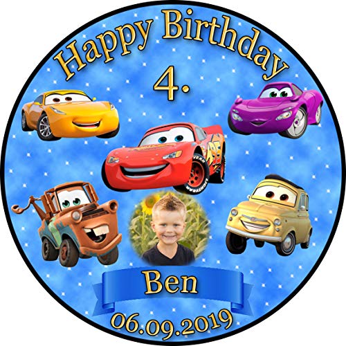 Tortenaufleger Fototorte Tortenbild Kindergeburtstag Disney Pixar Cars C01 (Zuckerpapier) Rund 14 cm Ø mit Foto von sales-world24