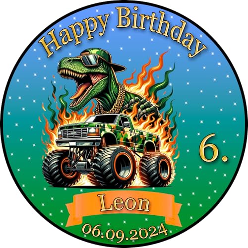 Tortenaufleger Fototorte Tortenbild Kindergeburtstag Party Fahrzeuge Monstertruck FZ09 (Zuckerpapier) Rund 14 cm Ø ohne Foto von sales-world24