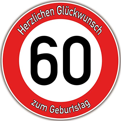 Tortenaufleger Fototorte Tortenbild Warnschild 60. Geburtstag rund 14 cm GB09 (Zuckerpapier) von sales-world24