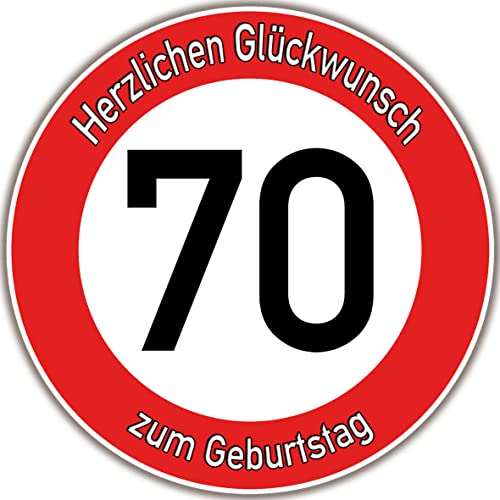 Tortenaufleger Fototorte Tortenbild Warnschild 70. Geburtstag rund 14 cm GB10 (Zuckerpapier) von COXZD