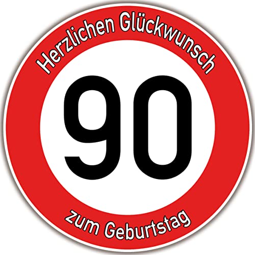 Tortenaufleger Fototorte Tortenbild Warnschild 90. Geburtstag rund 14 cm GB12 (Zuckerpapier) von sales-world24