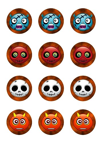 sales-world24 Muffinaufleger Cupcakes Muffins Halloween Party Feier Zuckerpapier Smileys HW23 von sales-world24