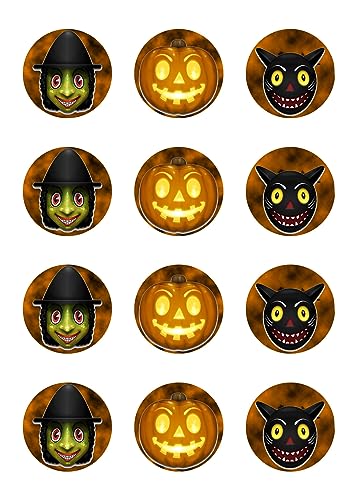 sales-world24 Muffinaufleger Cupcakes Muffins Halloween Zuckerpapier Hexe Kürbis Katze HW25 von sales-world24