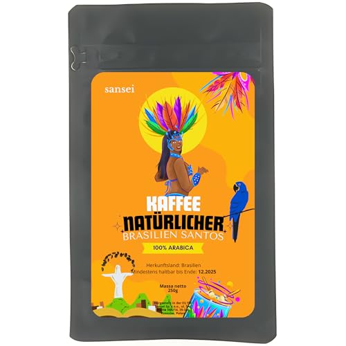 Natürlicher Bohnenkaffee 100% ARABICA SANTOS Brasilien 250g - Sansei Premium von sansei