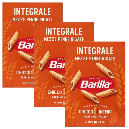 BARILLA Integrale Mezze Penne Rigate - Röhrennudeln aus Vollkorn, Penne 500g (1500g, Penne Rigate) von sarcia.eu