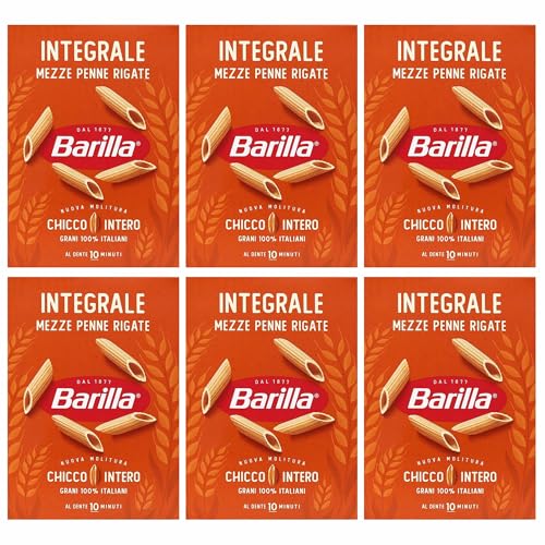 BARILLA Integrale Mezze Penne Rigate - Röhrennudeln aus Vollkorn, Penne 500g (3000g, Penne Rigate) von sarcia.eu