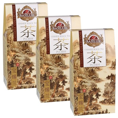 BASILUR Chinese Black Tea - Pu Erh Tea - Chinesischer roter Tee mit rauchigem Geschmack und Aroma 100 g (x3) von sarcia.eu