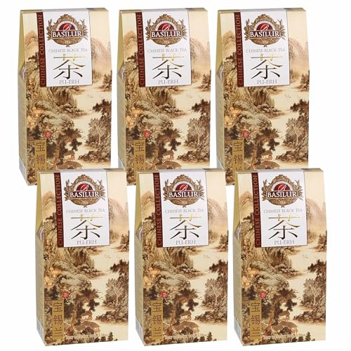 BASILUR Chinese Black Tea - Pu Erh Tea - Chinesischer roter Tee mit rauchigem Geschmack und Aroma 100 g (x6) von sarcia.eu