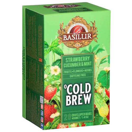 BASILUR Cold Brew - Entkoffeinierter Früchtetee mit Erdbeer-, Gurken- und Minzgeschmack, kalter Tee im Beutel 20 x 2 g (1) von sarcia.eu