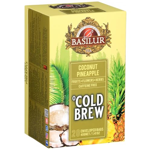 BASILUR Cold Brew - Entkoffeinierter Früchtetee mit Kokosnuss- und Ananasgeschmack, Kalttee in Beuteln 20 x 2 g (1) von sarcia.eu