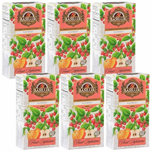 BASILUR Fruit Infusions Entkoffeinierter Früchtetee mit Himbeer- und Zitronengeschmack 25x2g (x6) von sarcia.eu