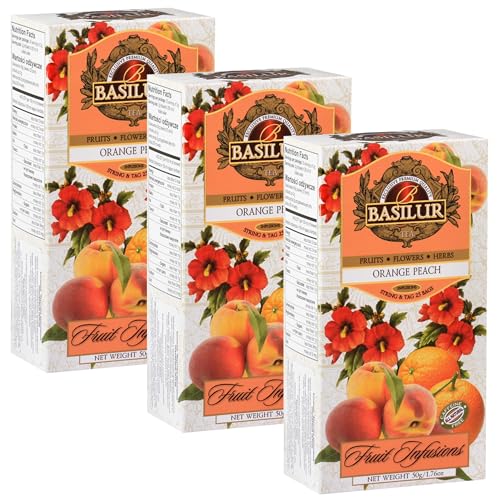 BASILUR Fruit Infusions Entkoffeinierter Früchtetee mit Orangen-, Pfirsich- und Zitronengeschmack 25x2g (x3) von sarcia.eu