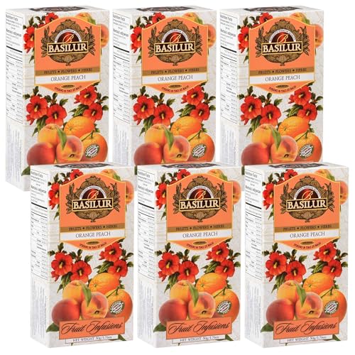 BASILUR Fruit Infusions Entkoffeinierter Früchtetee mit Orangen-, Pfirsich- und Zitronengeschmack 25x2g (x6) von sarcia.eu