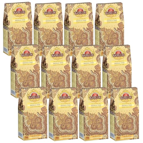 BASILUR Masala Chai - Schwarzer Ceylon-Tee mit natürlichen Gewürzaromen, 100 g (x12) von sarcia.eu