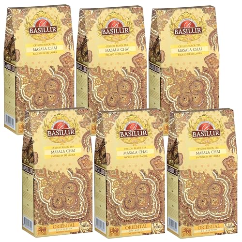 BASILUR Masala Chai - Schwarzer Ceylon-Tee mit natürlichen Gewürzaromen, 100 g (x6) von sarcia.eu