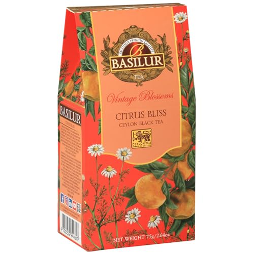 BASILUR VINTAGE BLOSSOMS - Citrus Bliss Schwarzer Blatt-Tee mit Kamillenblüten und Mandarinengeschmack 75 g (x1) von sarcia.eu