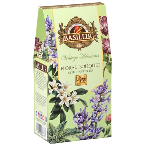 BASILUR VINTAGE BLOSSOMS - Floral Bouquet Grüner Blatt-Tee mit blumigen Noten und Hibiskus 75 g (x1) von sarcia.eu