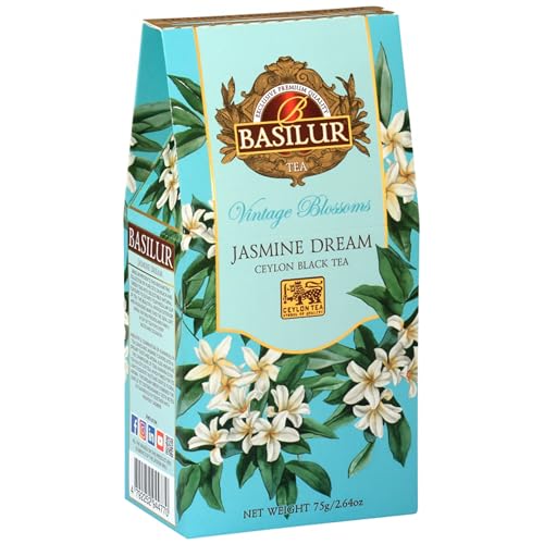 BASILUR VINTAGE BLOSSOMS - Jasmine Dream Schwarzer Blatt-Tee mit Jasminblüten und Kornblume 75 g (x1) von sarcia.eu