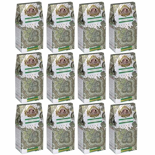 BASILUR White Moon Ceylon Grüner Blatt-Tee mit milchigem Aroma, 100 g (x12) von sarcia.eu