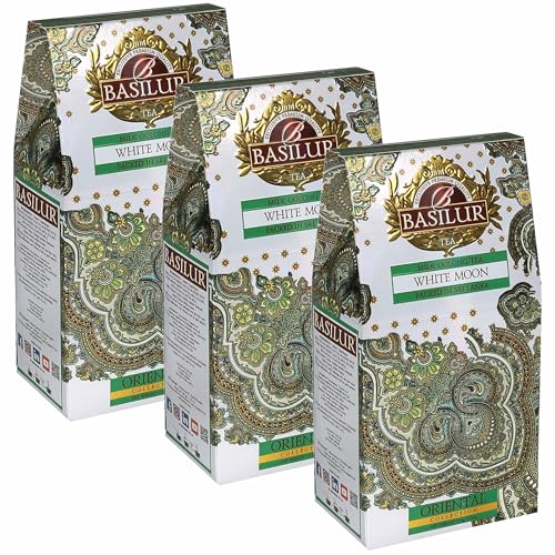 BASILUR White Moon Ceylon Grüner Blatt-Tee mit milchigem Aroma, 100 g (x3) von sarcia.eu