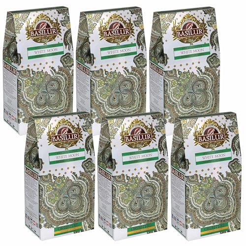 BASILUR White Moon Ceylon Grüner Blatt-Tee mit milchigem Aroma, 100 g (x6) von sarcia.eu